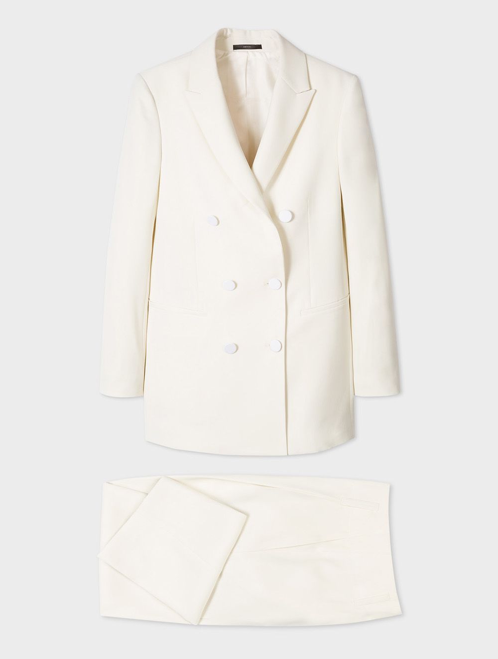 PAUL SMITH WOMEN'S IVORY DOUBLE-BREASTED TUXEDO SUIT, £670 (Dhs3,279)