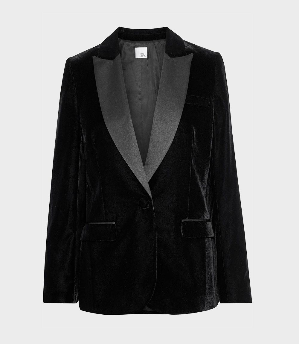 IRIS & INK, KAI SATIN-TRIMMED VELVET BLAZER, £180 (Dhs880)