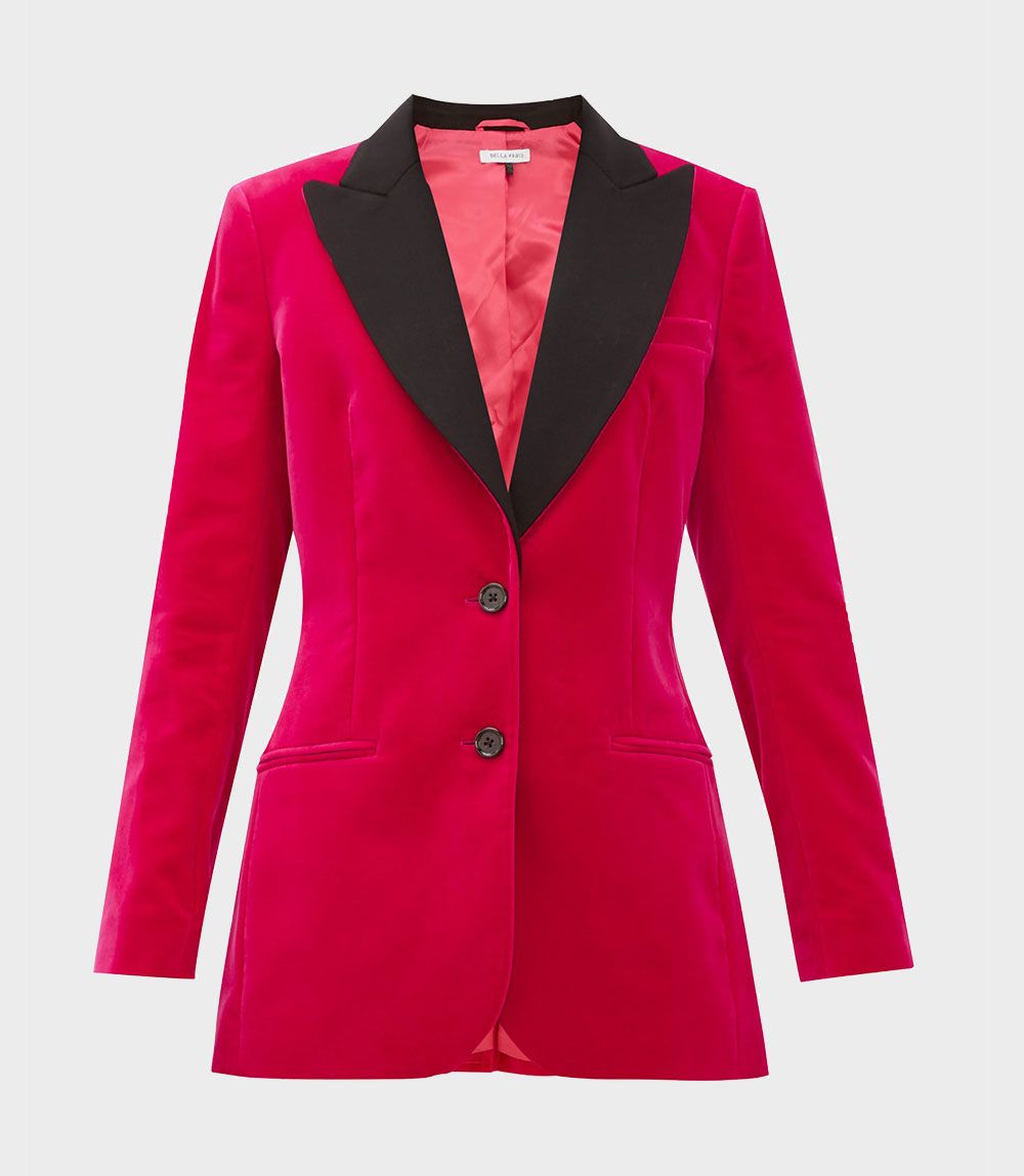 BELLA FREUDSAINT JAMES CONTRAST-LAPEL COTTON-VELVET JACKET, £780 (Dhs3,817)